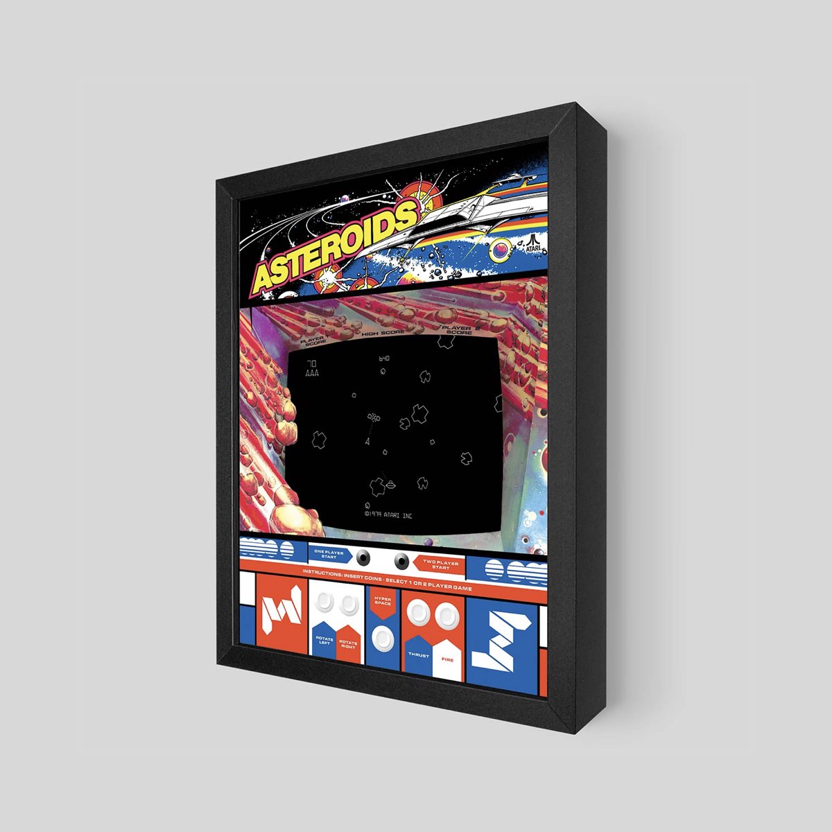 Asteroids Arcade Shadowbox Art