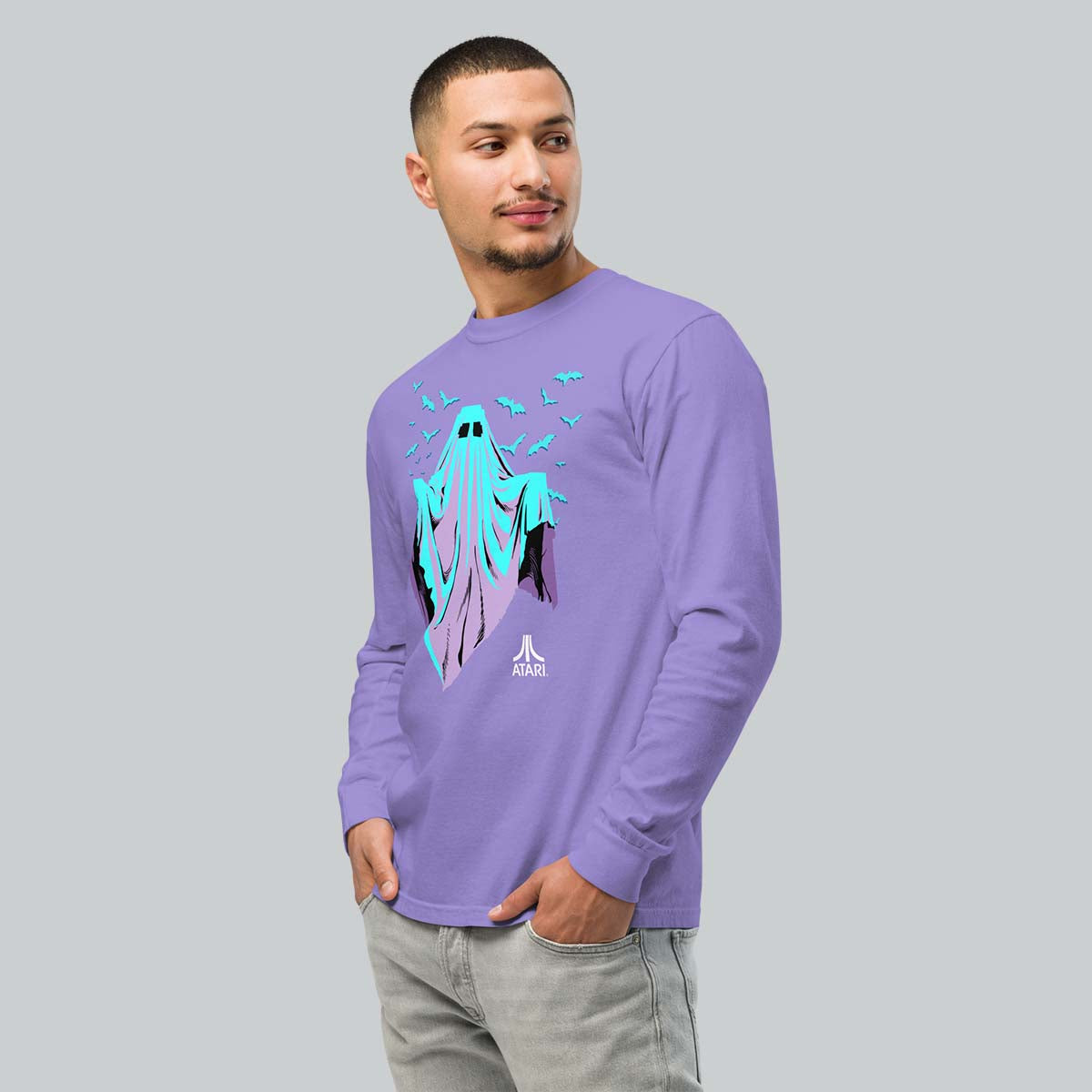 Boo! Long Sleeve Ghost Tee in Violet