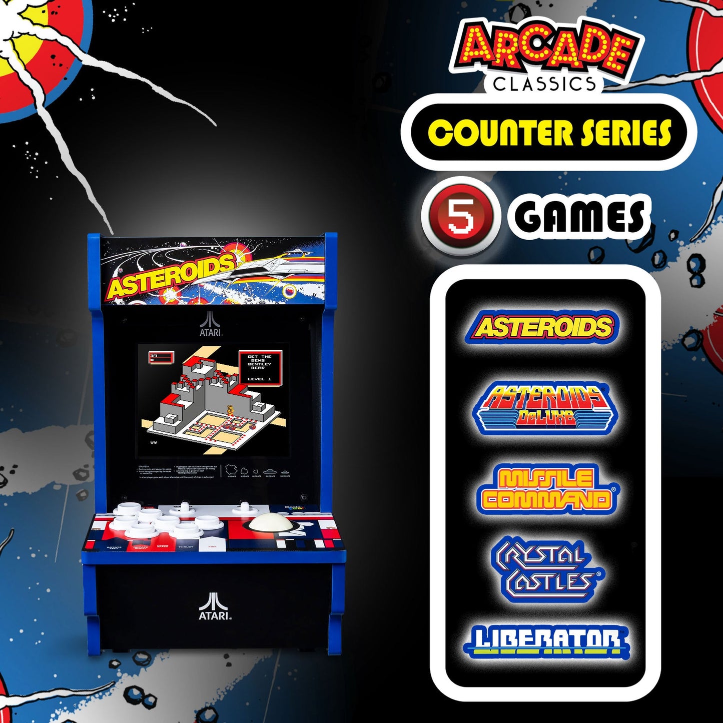 ARCADE CLASSICS – ASTEROIDS COUNTER SERIES, 5 GAME CABINET