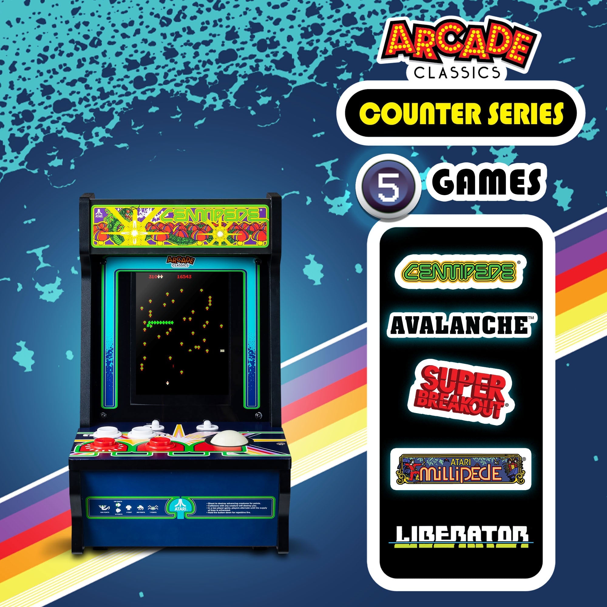 ARCADE CLASSICS – CENTIPEDE COUNTER SERIES, 5 GAME CABINET – Atari®