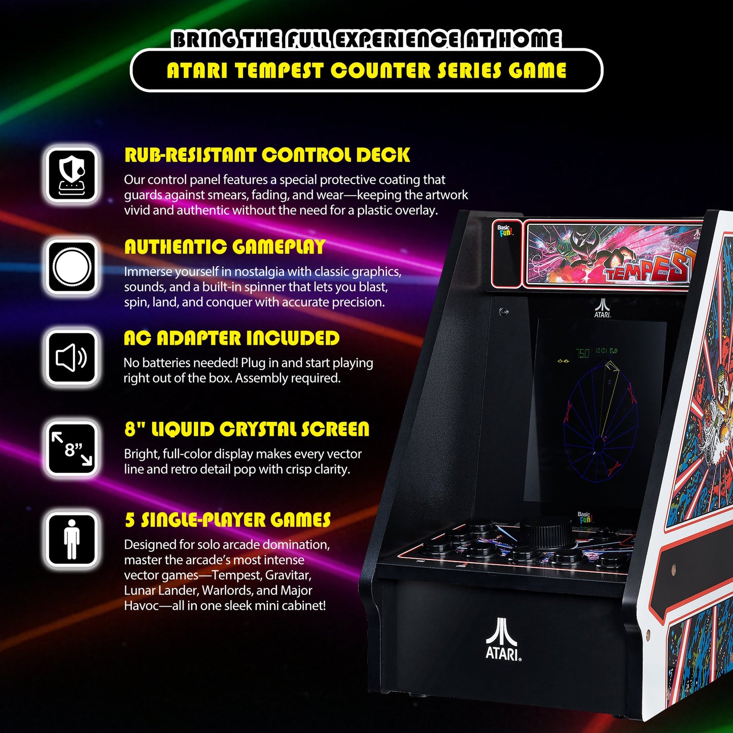 ARCADE CLASSICS – TEMPEST COUNTER SERIES, 5 GAME CABINET