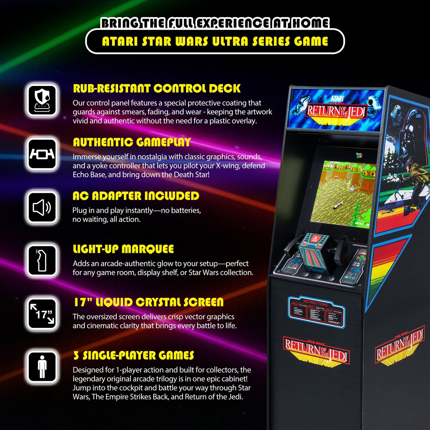 ARCADE CLASSICS – ATARI STAR WARS ULTRA SERIES, 3 GAME CABINET