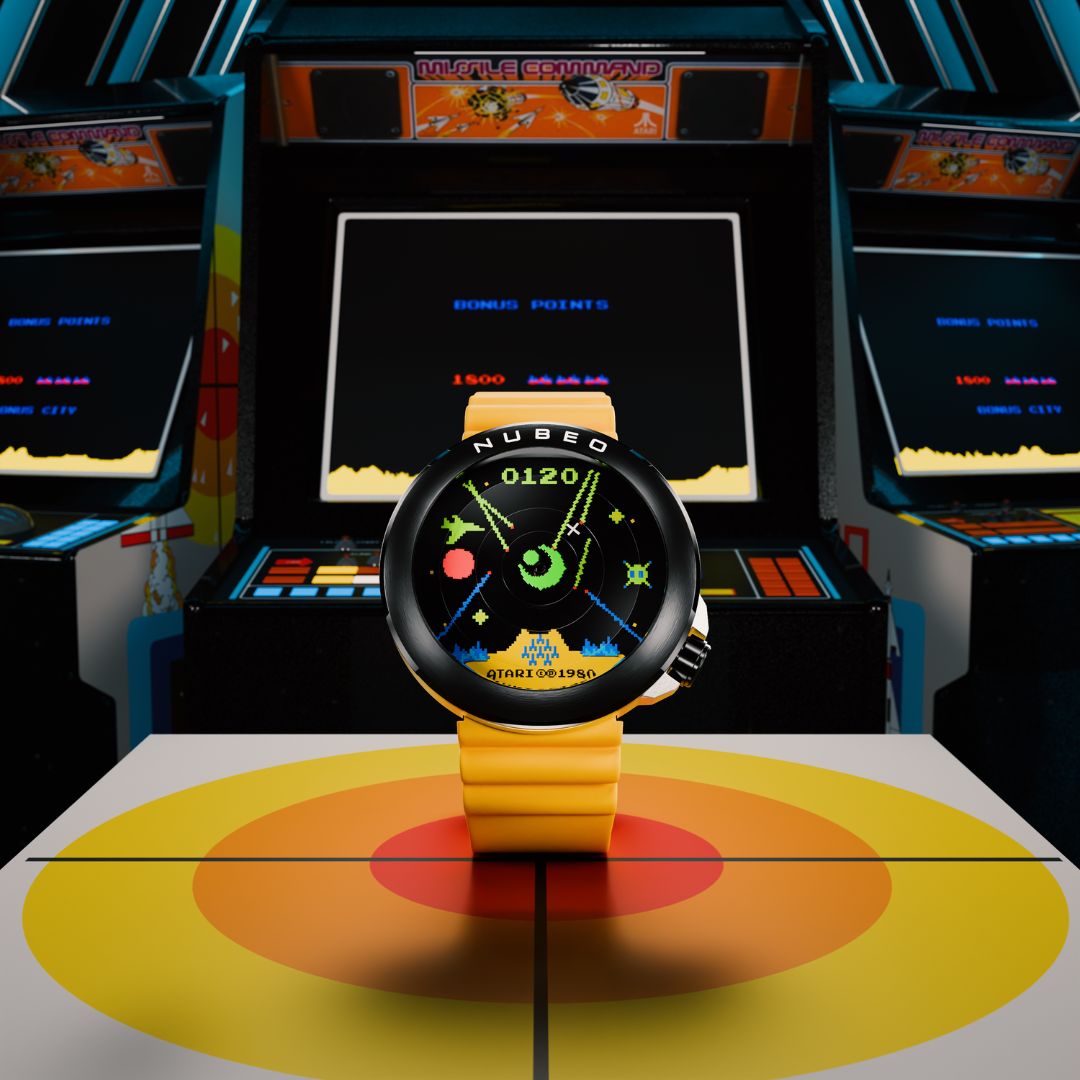 NUBEO x Atari Missile Command Ventana Automatic Watch Assault Yellow