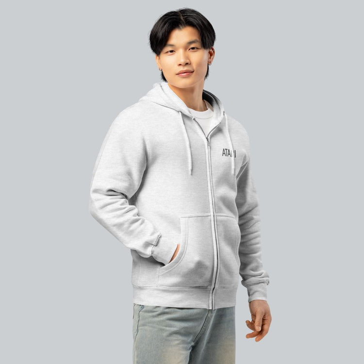Gray Fuji Block Zip Hoodie