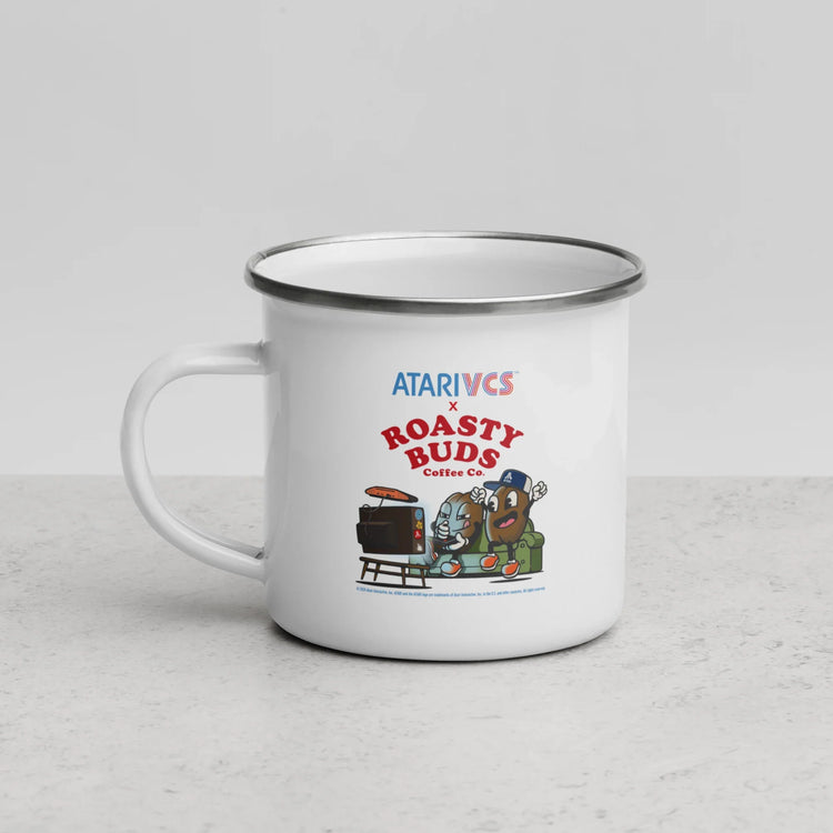 ATARI VCS X ROASTY BUDS WHITE ENAMEL MUG
