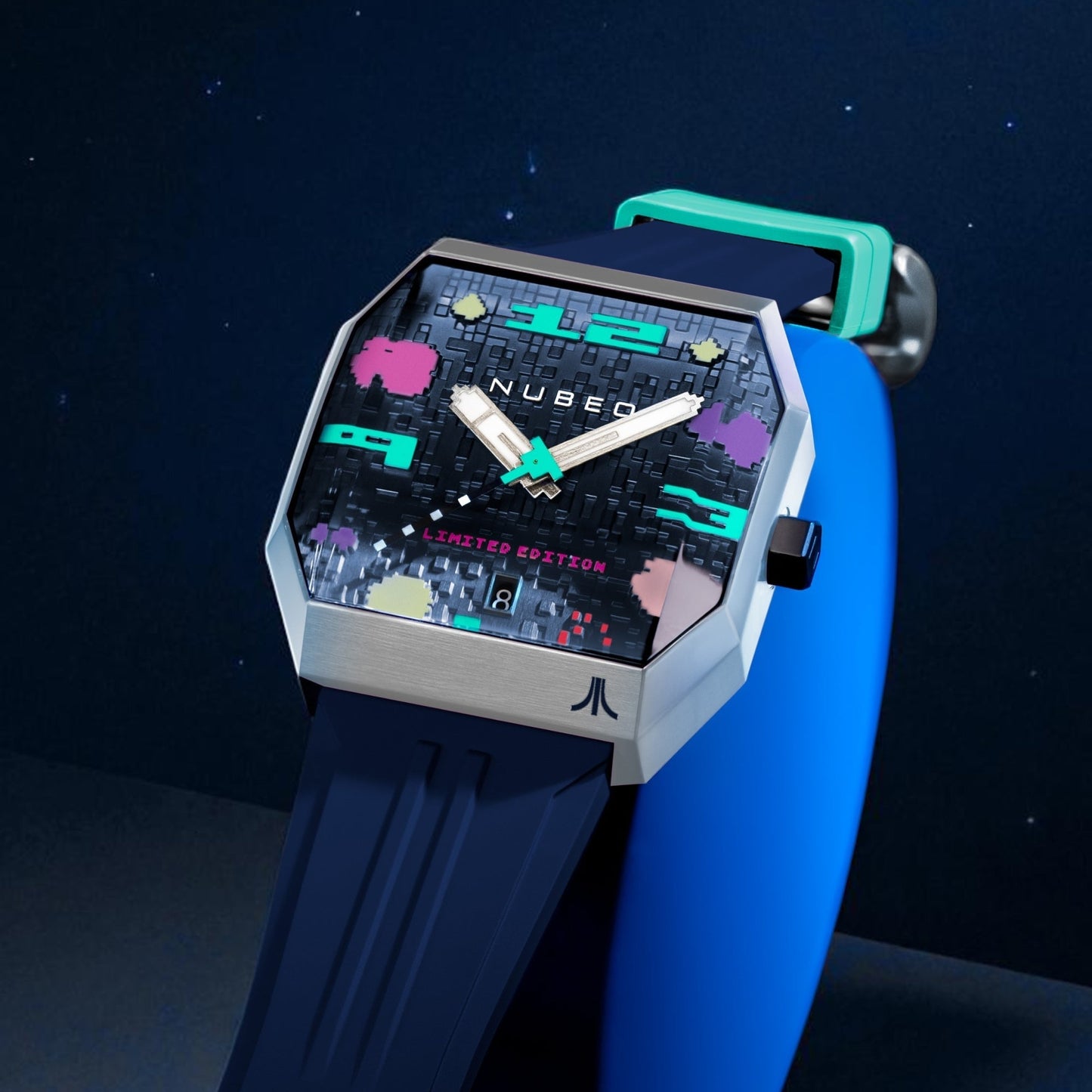 NUBEO x Atari Asteroids 2600 Automatic Timepiece - Orbiting Blue