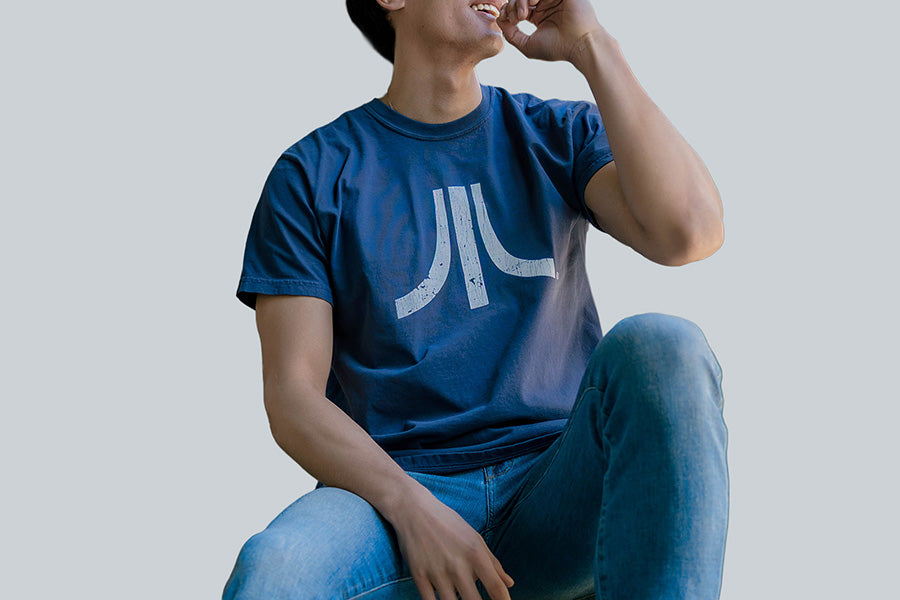 Spring Blue Distressed Fuji Tee