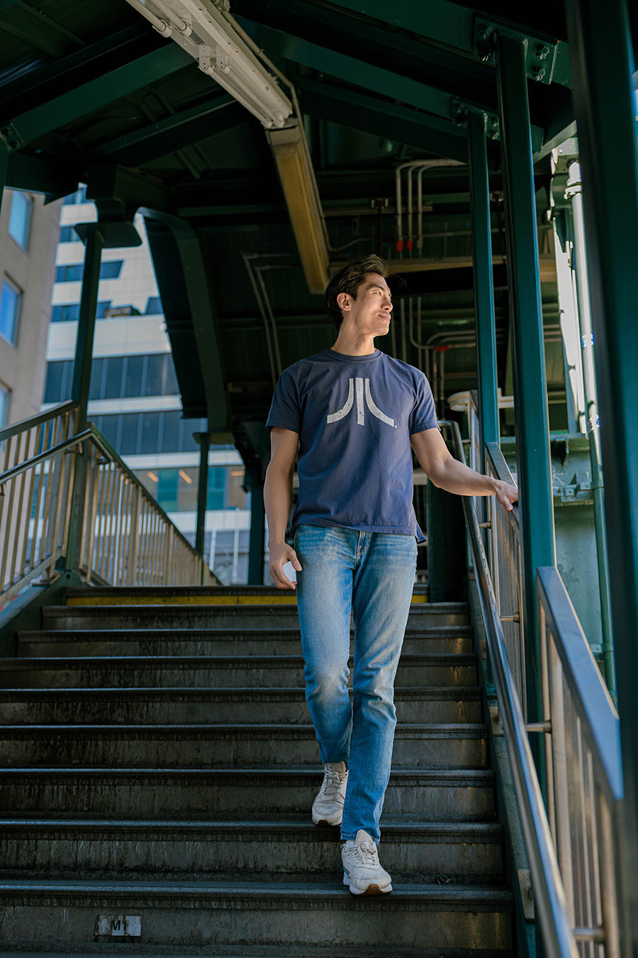 Spring Blue Distressed Fuji Tee