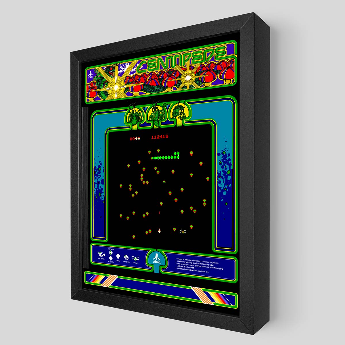 Centipede Arcade Shadowbox Art