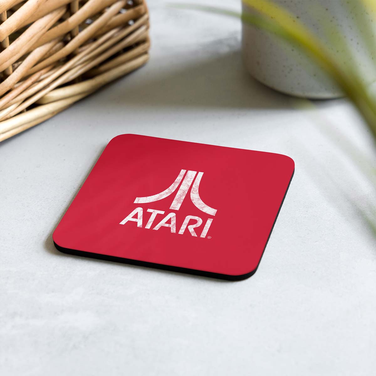 Atari Distressed Logo Coaster (Red)