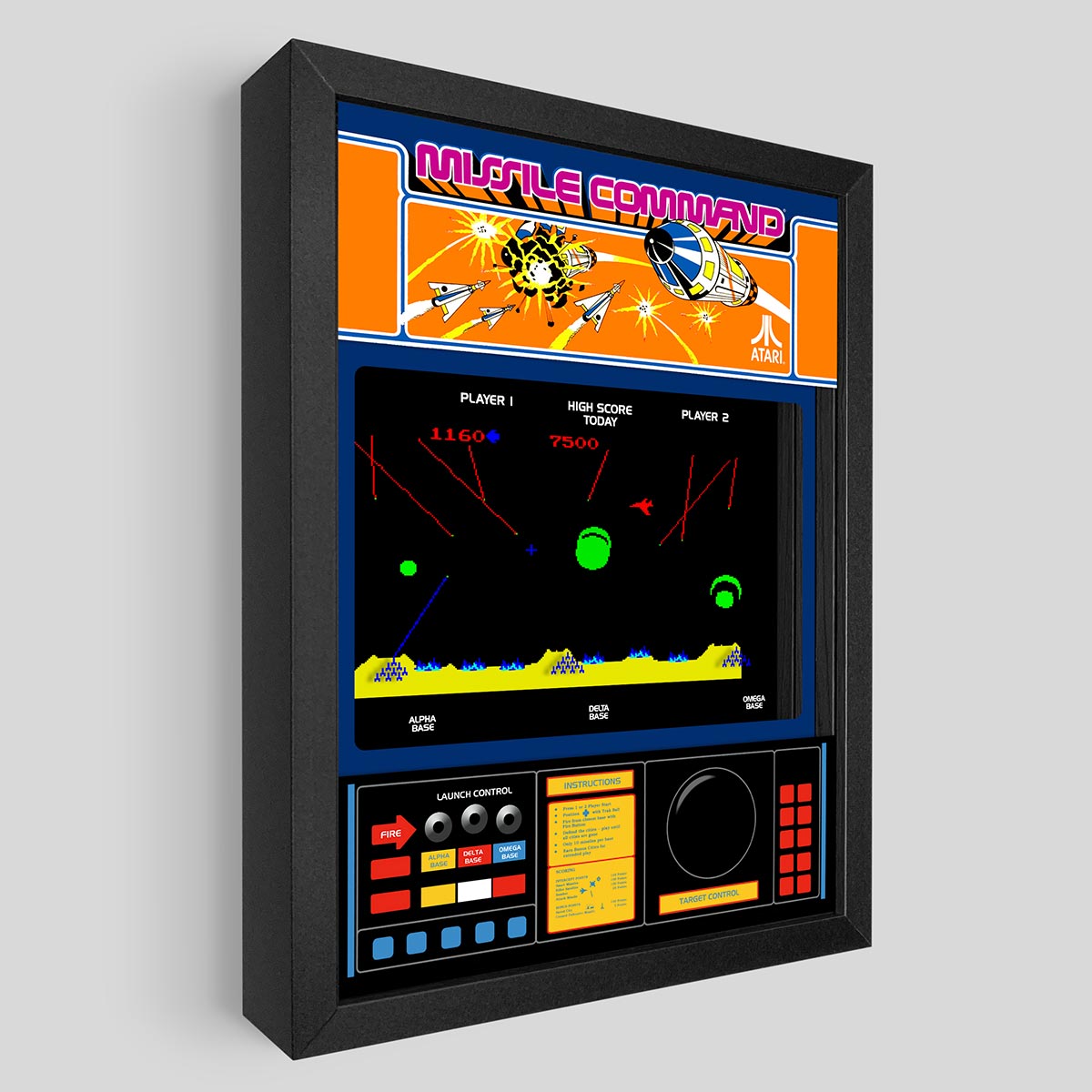 Missile Command Arcade Shadowbox Art